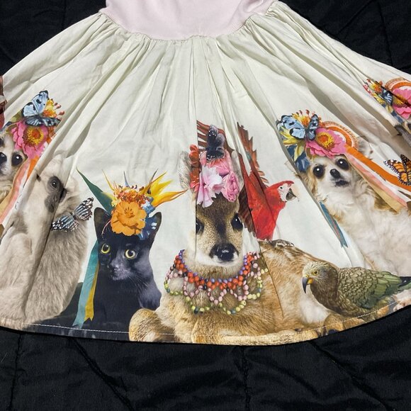 Molo Girls Cassandra Party Animals Dress Ribbed Long Sleeve 7-8 Years Old - Picture 4 of 12